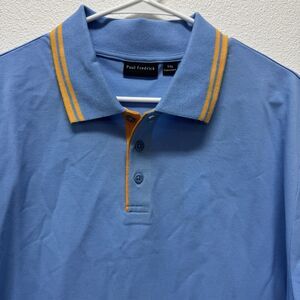 Paul Fredrick Polo Three Button Blue Yellow XXL Golf Short Sleeve